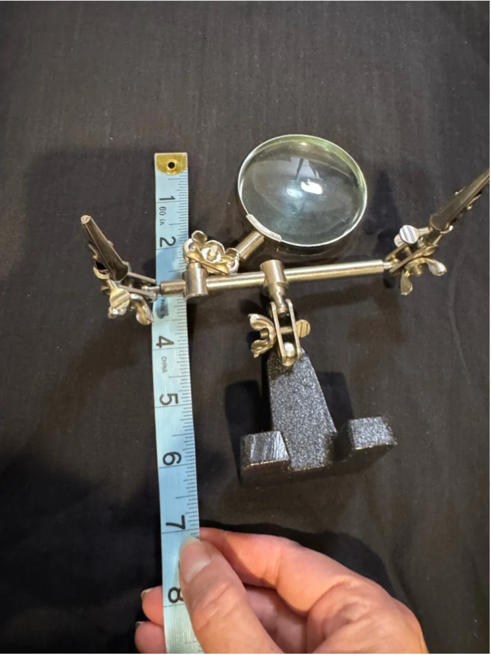 Vintage Unbranded Arts & Crafts Helping Hands Magnifier Tool Silver Black
